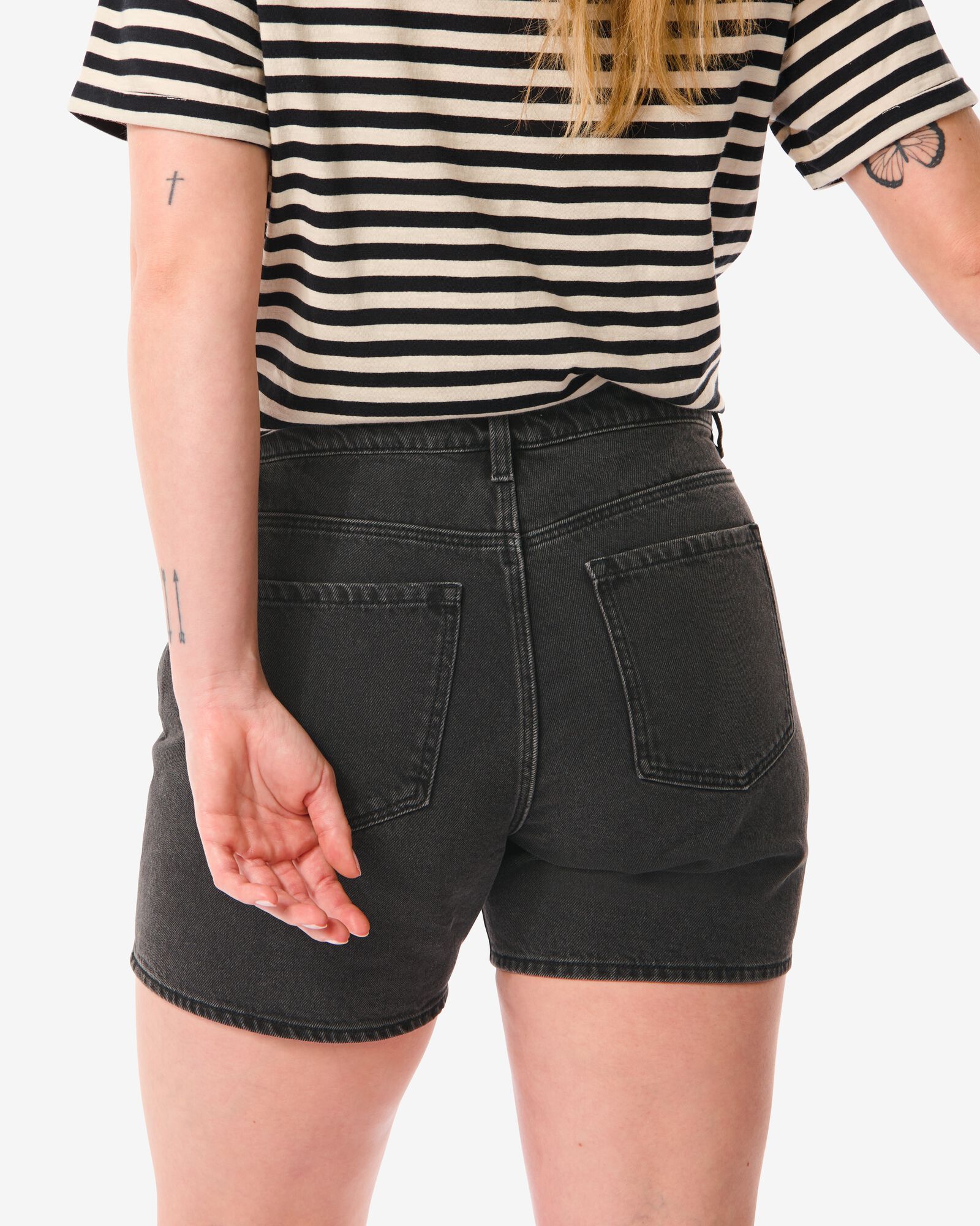 Short En Denim À Ceinture Black Femme