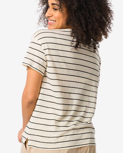 Damen-T-Shirt Evie, mit Leinenanteil weiß/scharz M - 36257752 - HEMA