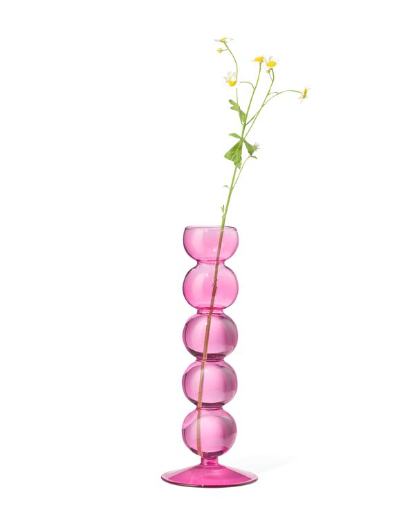 vase en verre rose  - 13324105 - HEMA