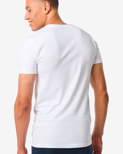 Herren-T-Shirt, Slim Fit, V-Ausschnitt weiß L - 34276825 - HEMA
