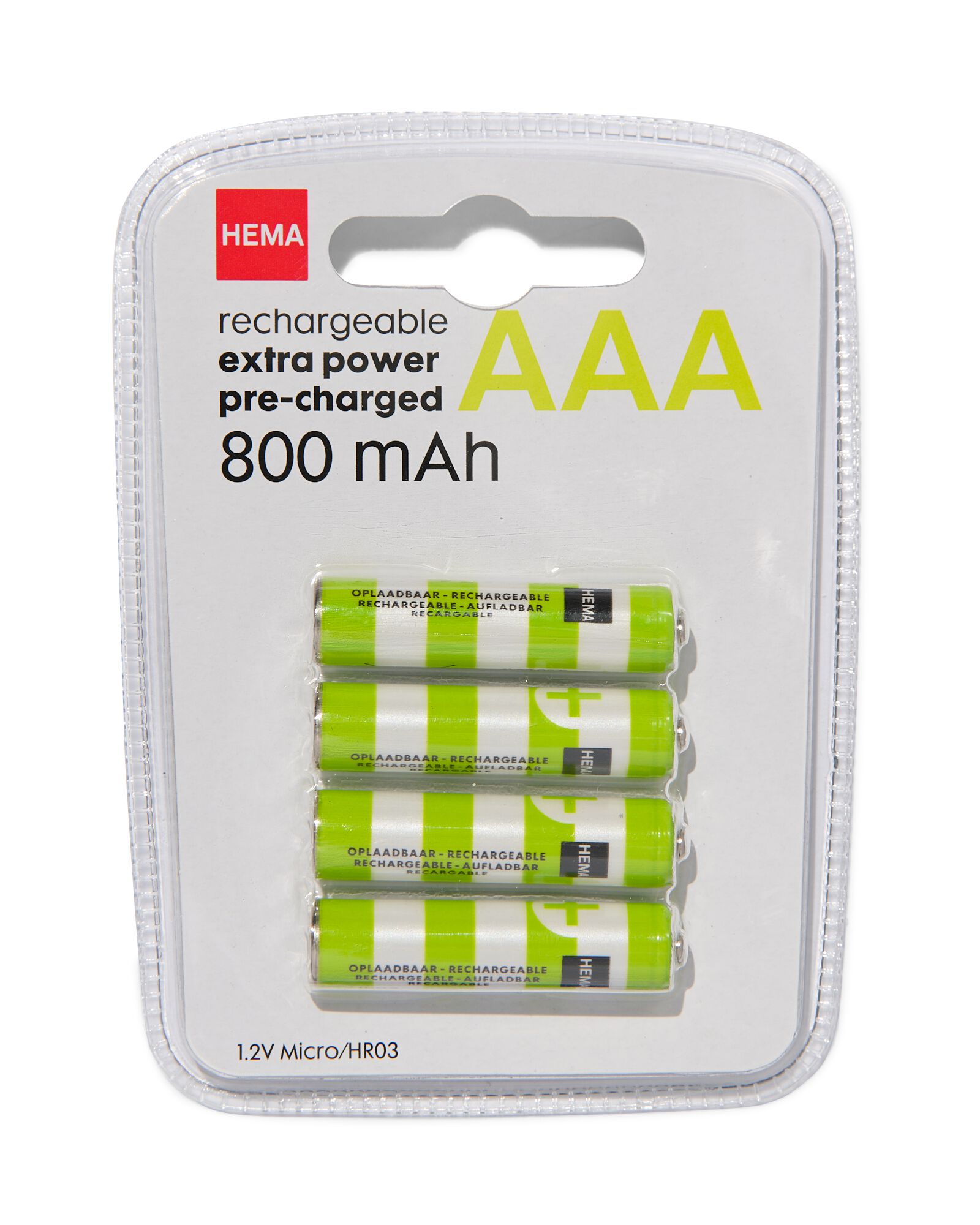 4 piles AAA 950mAh plus rechargeables - HEMA