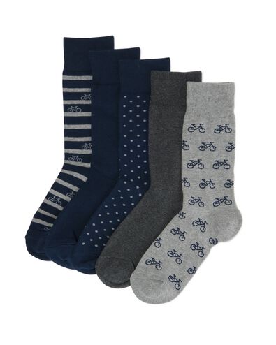 5er-Pack Herren-Socken, mit Baumwolle dunkelblau 43/46 - 4130712 - HEMA