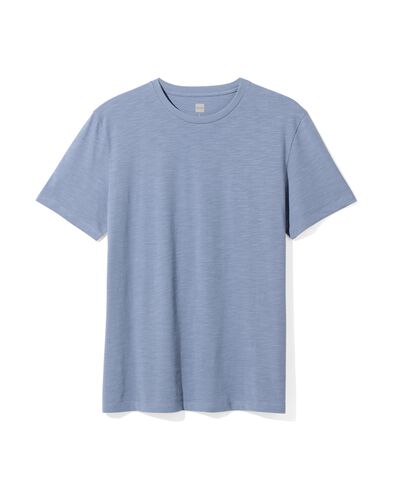 heren t-shirt slub blauw M - 2100011 - HEMA