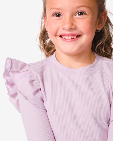 t-shirt enfant côte avec volant violet 122/128 - 30839363 - HEMA