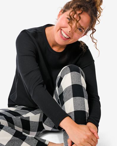 pyjama femme jersey/flanelle noir L - 23460191 - HEMA