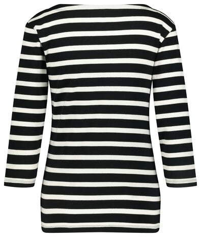 dames t-shirt streep boothals zwart/wit zwart/wit - 1000023511 - HEMA