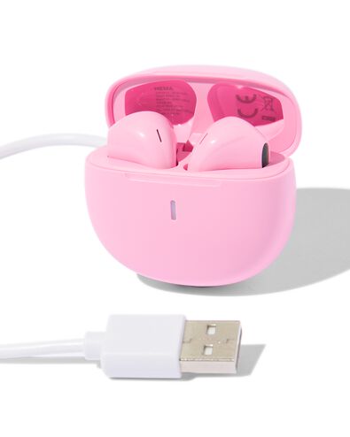 draadloze oortelefoon in oplaadcase roze - 39600573 - HEMA