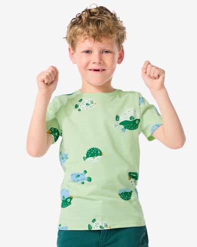 t-shirt enfant poissons vert 110/116 - 30785176 - HEMA
