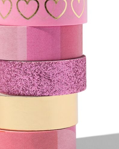 Washi Tape 5 m x 1,5 cm rosa – 5 Stück - 14130224 - HEMA