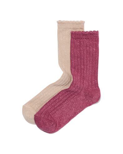 2 paires de chaussettes femme avec coton et paillettes rose 39/42 - 4270477 - HEMA