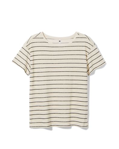 Damen-T-Shirt Evie, mit Leinenanteil weiß/scharz M - 36257752 - HEMA