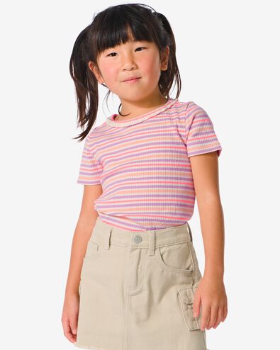 Kinder-T-Shirt, gerippt multi 134/140 - 30824544 - HEMA