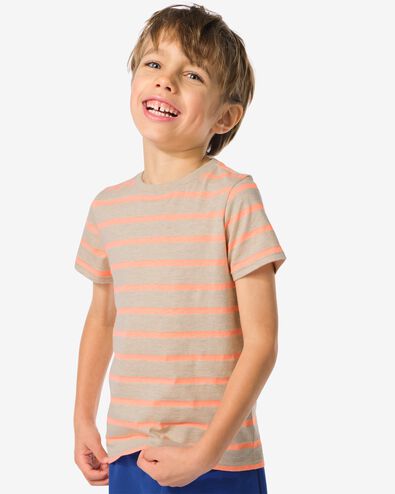 Kinder-T-Shirt, Streifen orange 122/128 - 30785340 - HEMA