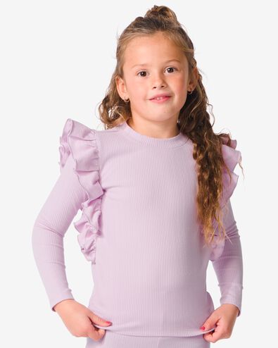 t-shirt enfant côte avec volant violet 146/152 - 30839365 - HEMA