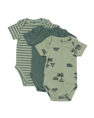 3er-Pack Baby-Bodys, mit Elasthan grün 50/56 - 33397121 - HEMA