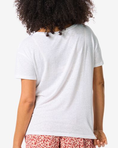 Damen-T-Shirt Evie, mit Leinenanteil weiß L - 36257853 - HEMA