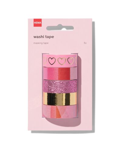 Washi Tape 5 m x 1,5 cm rosa – 5 Stück - 14130224 - HEMA