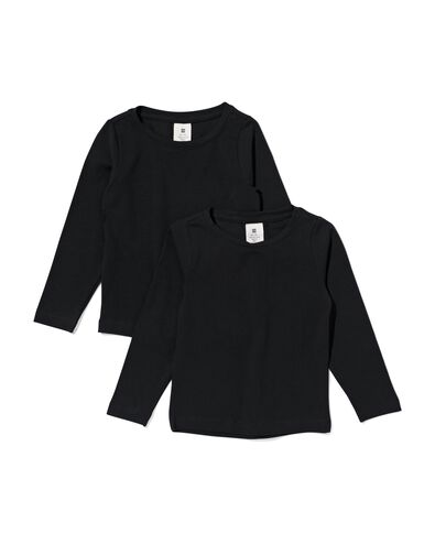 2 t-shirts enfant coton biologique noir noir - 30835614BLACK - HEMA