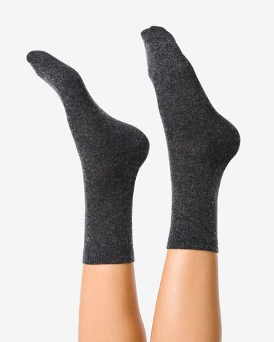2 paires de chaussettes en laine gris gris - 1000017156 - HEMA