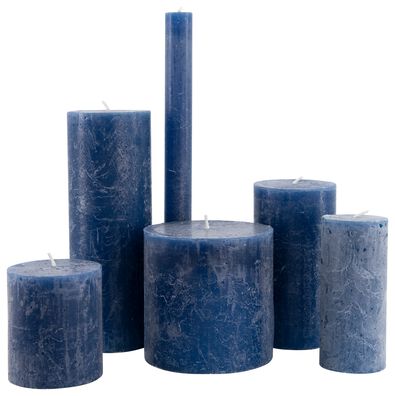 rustieke kaarsen blauw - 1000032606 - HEMA