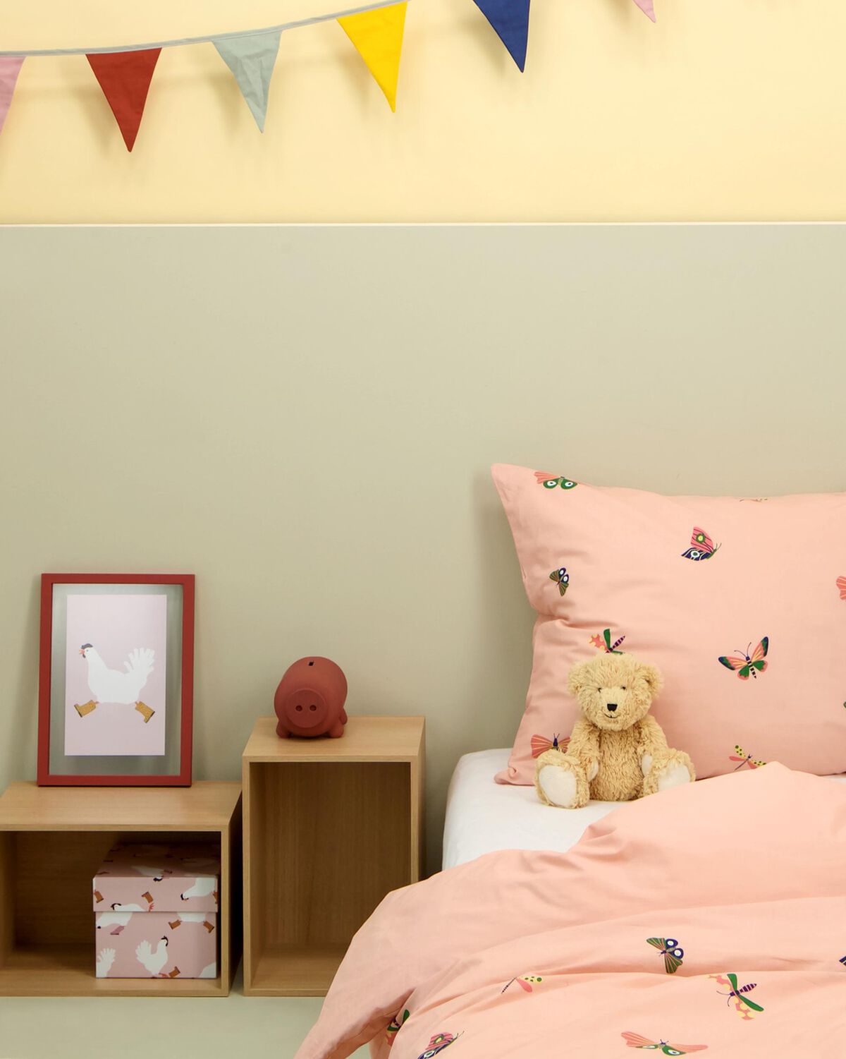 parure de lit enfant rose avec papillons - 200136 - HEMA