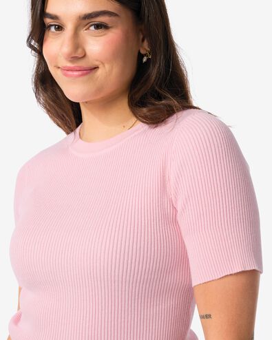 pull côtelé pour femmes rose pâle S - 36270561 - HEMA