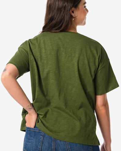 dames t-shirt Dori dunkelgrün S - 36370186 - HEMA