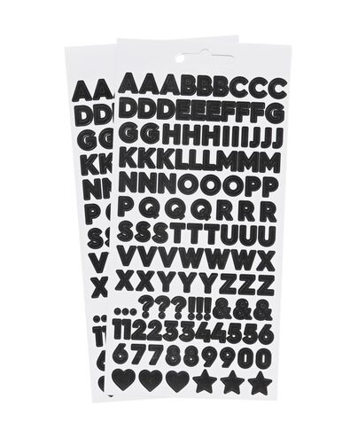 Alphabet-Aufkleber, schwarz, 19.5 x 10.5 cm, 2 Bogen - 14120200 - HEMA