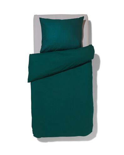 housse de couette en coton doux 140x200/220 vert foncé - 5790125 - HEMA