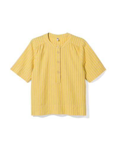 Damen-T-Shirt Koa, mit Leinenanteil gelb L - 36218873 - HEMA