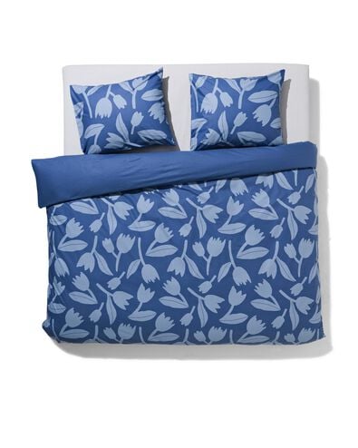 Bettwäsche, Soft Cotton, 200 x 200/220 cm, Tulpen, blau - 5790286 - HEMA