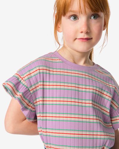 Kinder-T-Shirt, gerippt violett 122/128 - 30863076 - HEMA