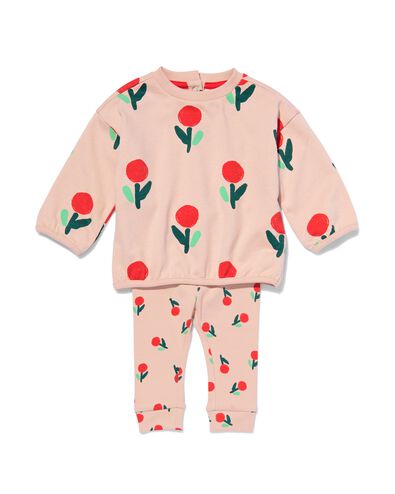 baby kledingset sweater en legging bloemen lichtroze 98 - 33065957 - HEMA