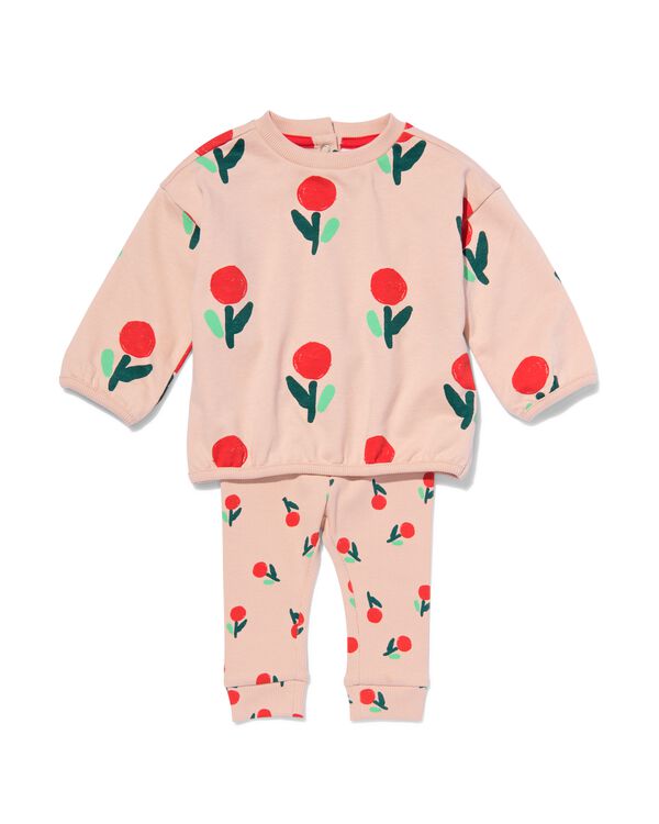 baby kledingset sweater en legging bloemen hellrosa hellrosa - 33065950LIGHTPINK - HEMA