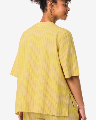 Damen-T-Shirt Koa, mit Leinenanteil gelb S - 36218871 - HEMA