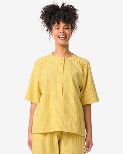 Damen-T-Shirt Koa, mit Leinenanteil gelb XL - 36218874 - HEMA