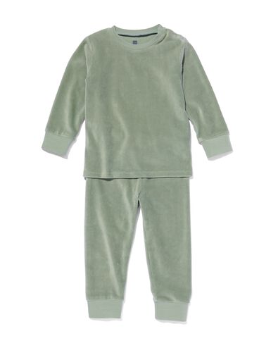 Baby-Pyjama, gerippt, Velours hellgrün 98/104 - 33397523 - HEMA