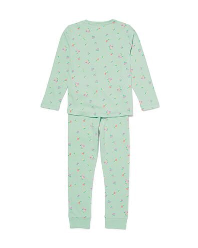Kinder-Pyjama, Blumen, gerippt, Baumwolle/Elasthan - 23021586 - HEMA