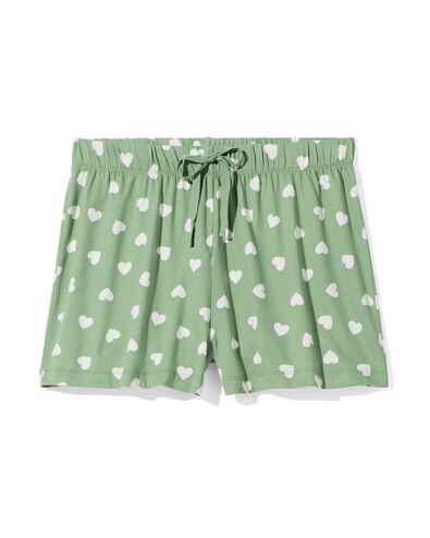 short de pyjama femme micro coeurs vert moyen M - 23430442 - HEMA