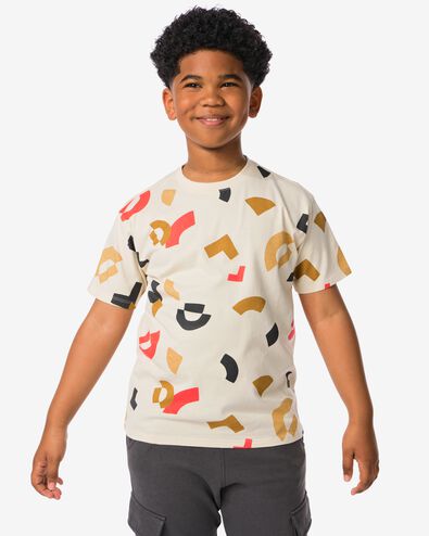 Kinder-T-Shirt, abstrakt eierschalenfarben 110/116 - 30788218 - HEMA
