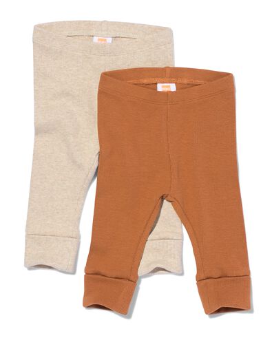 baby meegroei leggings rib - 2 stuks bruin 74/80 - 33065352 - HEMA