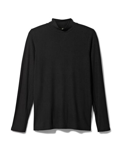 dames shirt Chelsea met ribbels zwart M - 36297202 - HEMA