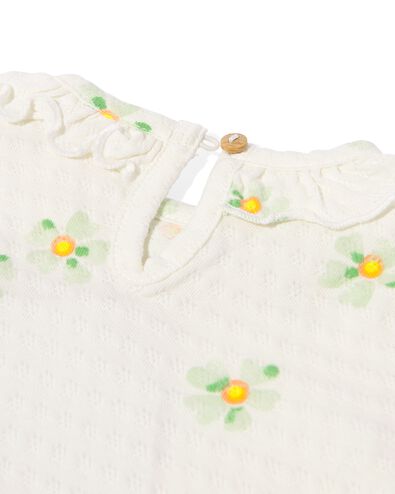 t-shirt nouveau-né côte fleurs blanc cassé 56 - 33499812 - HEMA