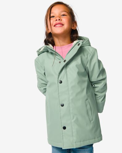 manteau enfant PU avec capuche vert 158/164 - 30898376 - HEMA