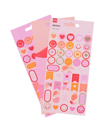 stickervellen roze 19x10 - 3 vel - 14130245 - HEMA
