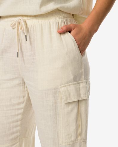 pantalon femme Riley avec lin blanc cassé L - 36279568 - HEMA