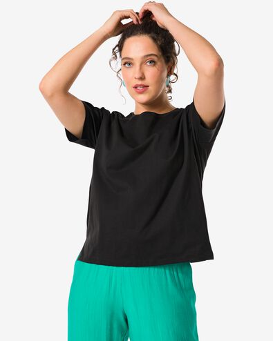 dames t-shirt Daisy zwart XL - 36262554 - HEMA