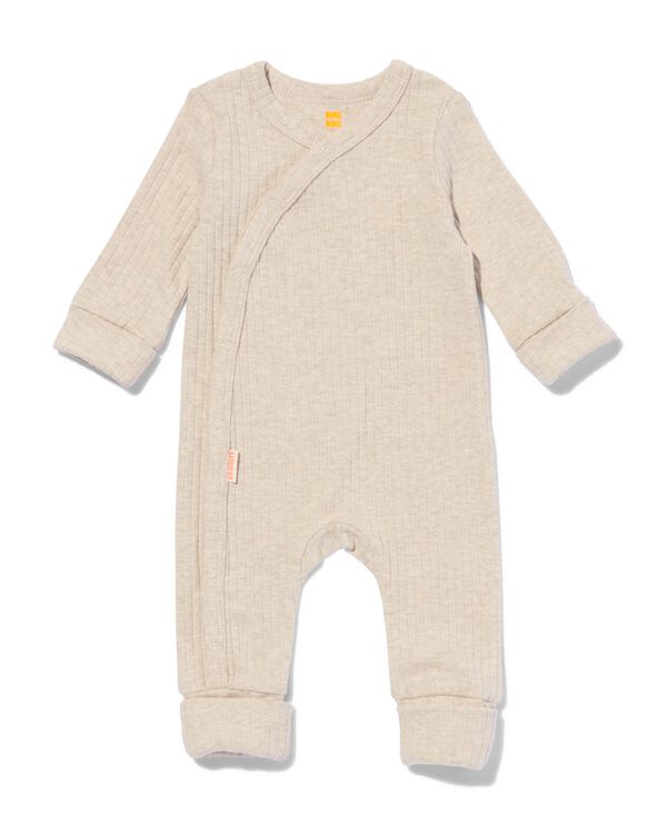 newborn meegroei overslag body rib met bamboe stretch  zand zand - 33405720SAND - HEMA