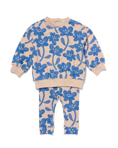 baby kledingset sweater en legging bloemen zand 74 - 33066253 - HEMA