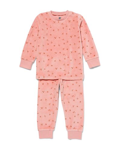pyjama bébé velours fleurs vieux rose 98/104 - 33397723 - HEMA